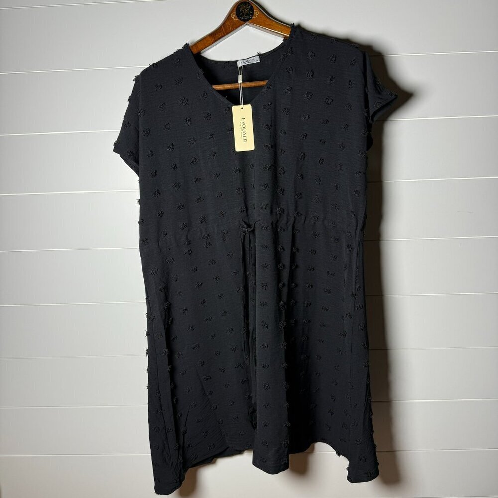 NWT Short Sleeve Black Dress/Cover Up by Ekouaer. Size XXL